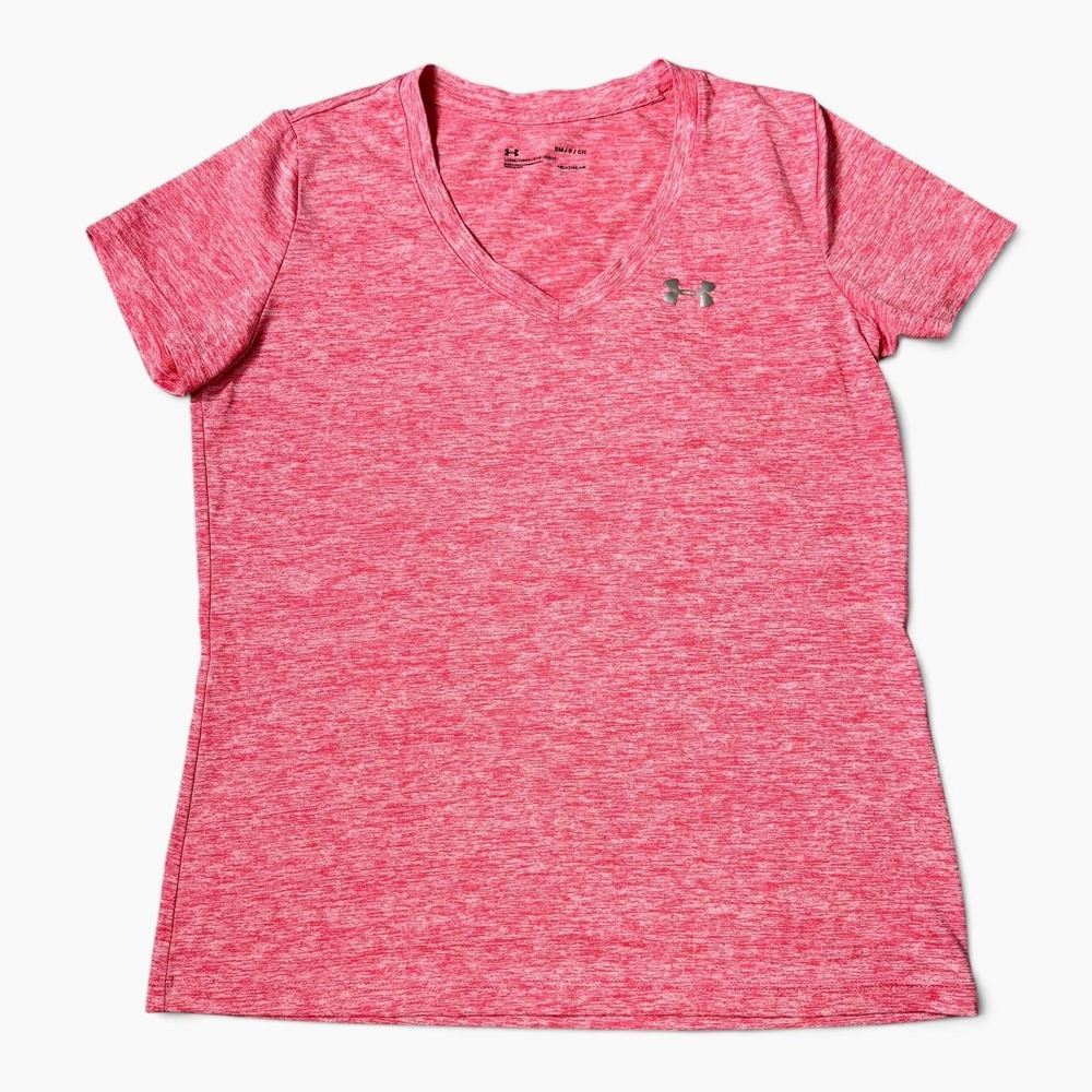 Under Armour Loose Tech Twist Short Sleeve Athletic T-Shirt Size S Pink Heatgear